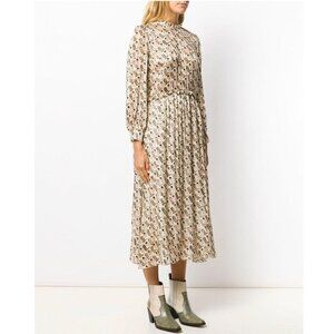 Sandro Paris Cowboy Boot Print Silk-Blend Midi Dress